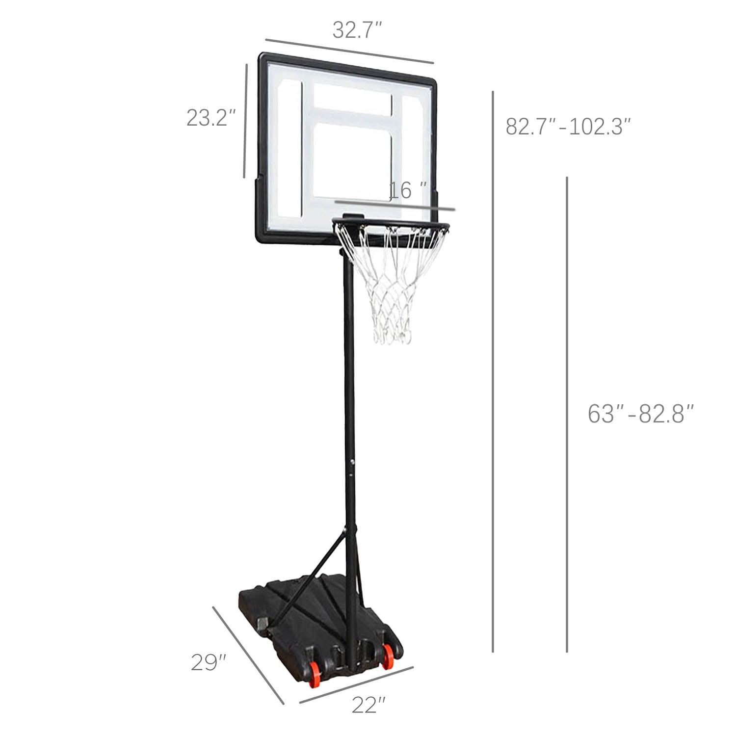 Height-Adjustable Portable Basketball Hoop System
