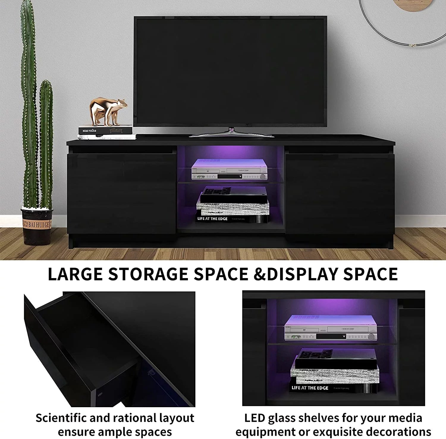 Modern TV Stand for TVs up to 55in, Black