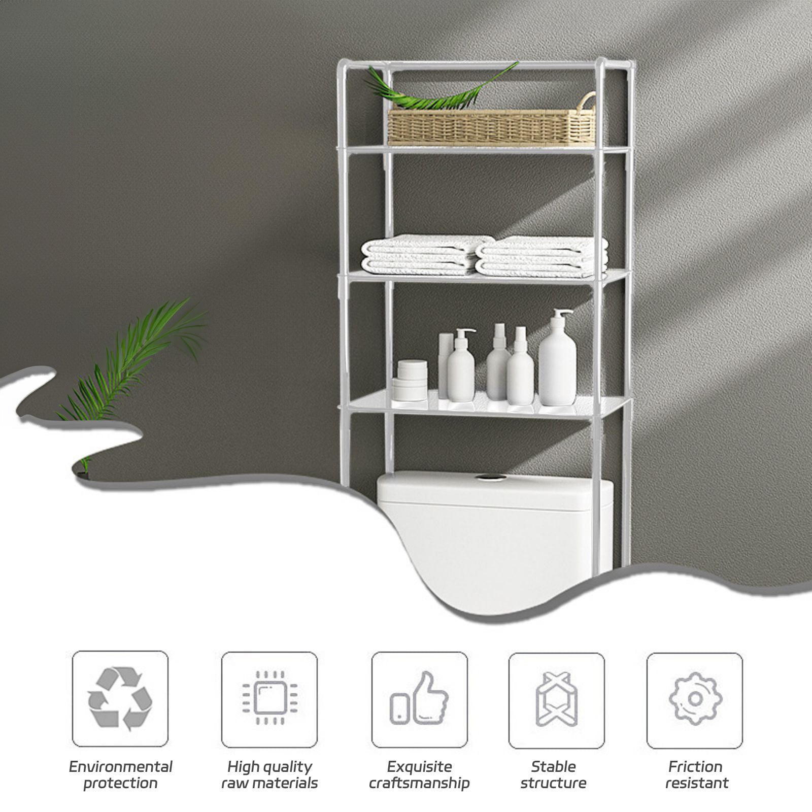 3-Tier Over the Toilet Storage Rack Bathroom Organizer, White