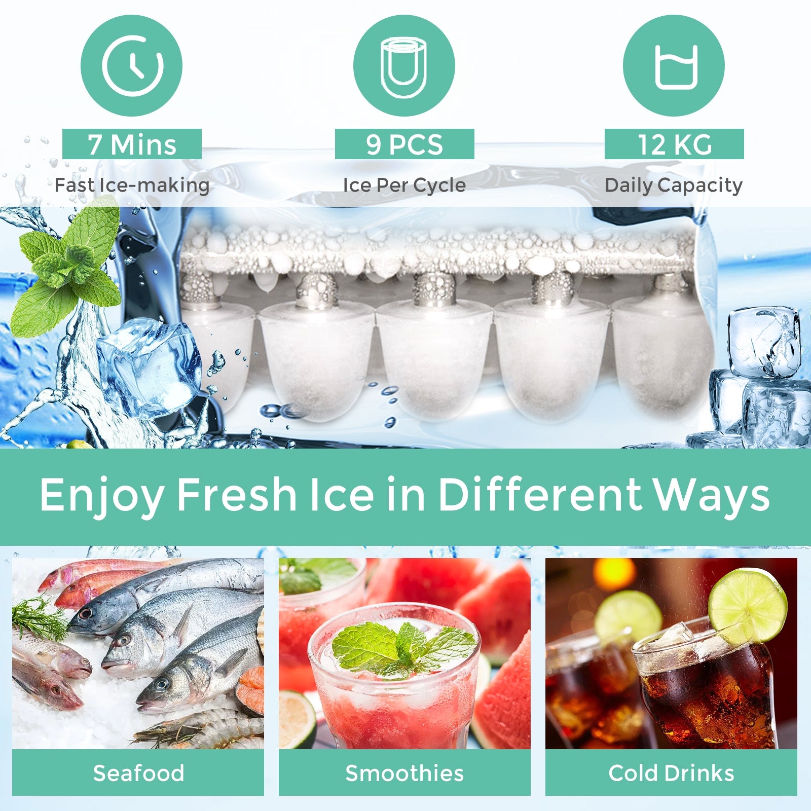 26 lbs Countertop LCD Display Ice Maker with Ice Scoop