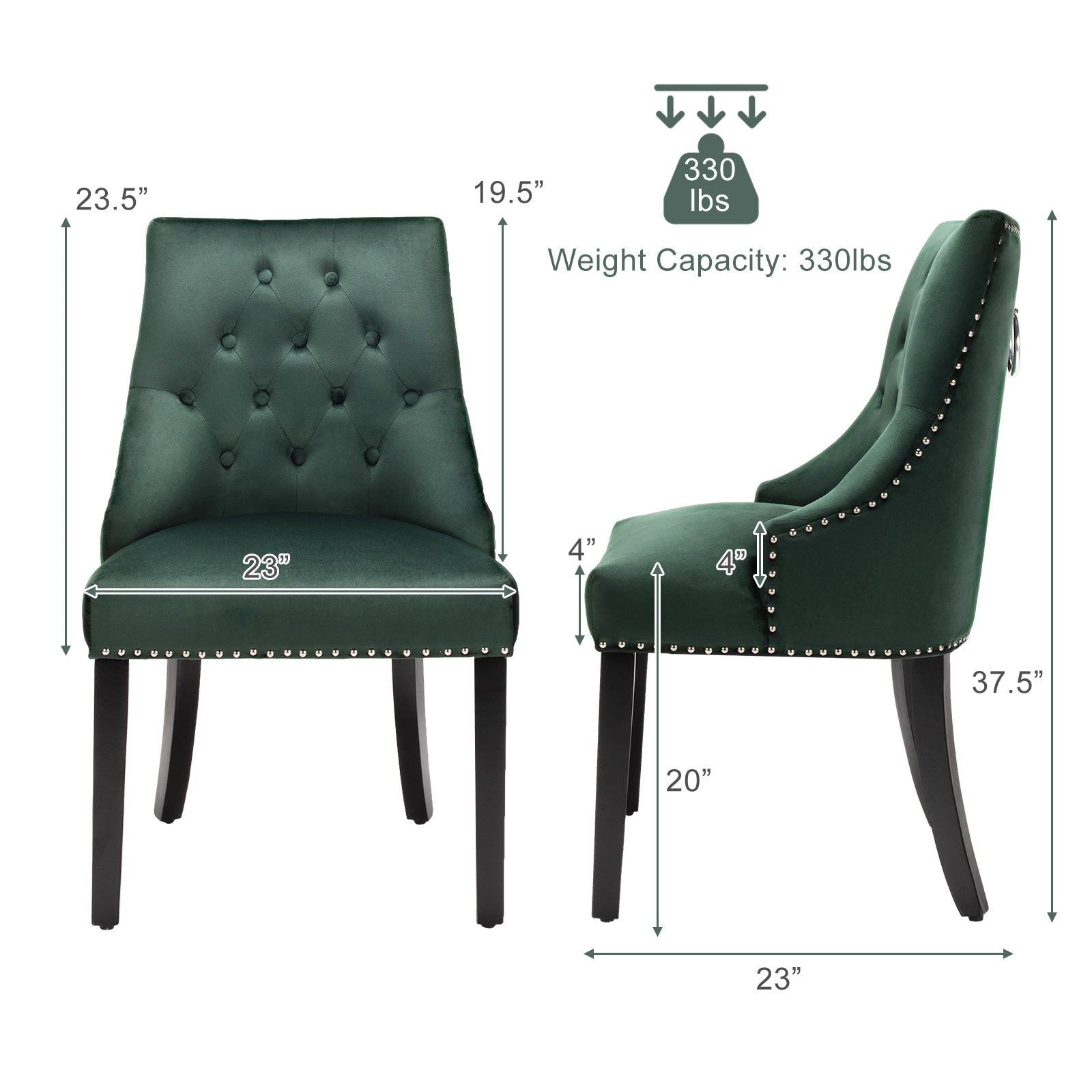 Modern Upholstered Button-Tufted Dining Chair with Naild Trim
