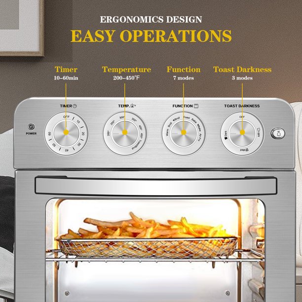 SUGIFT  Air Fry Oven, Countertop Toaster Oven, 3-Rack Levels, 16 Preset Modes, Stainless Steel