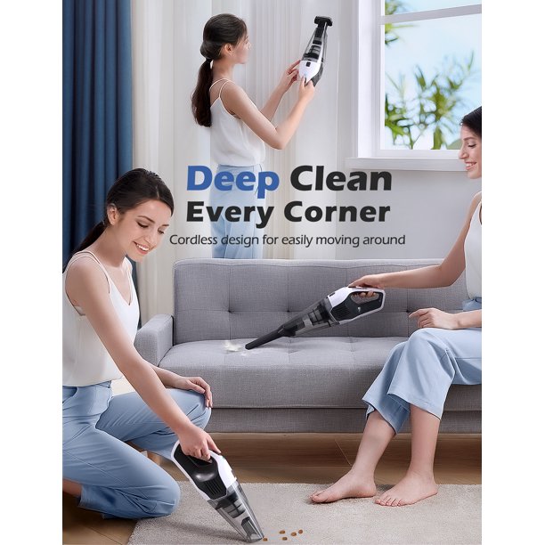 Handheld Vacuum Cleaner Cordless, Lightweight Wall Mount Charger Hand Held Vac with Rechargeable 2200mAh Lithium Battery for Car Pet Hair