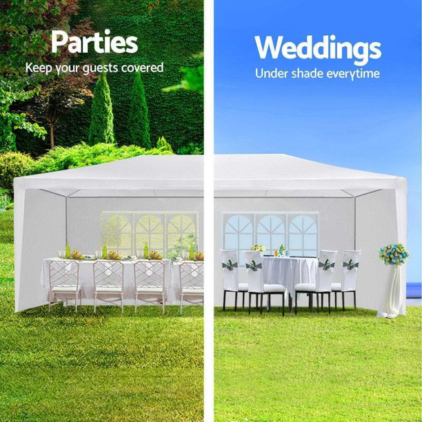 SUGIFT  Outdoor Canopy Party Wedding Tent White Gazebo Pavilion with 6 Side Walls