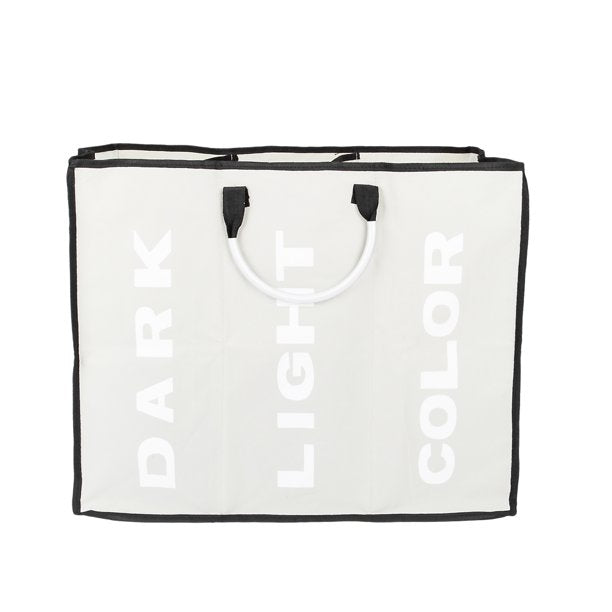 Portable Three Lattice Large Capacity Laundry Basket, Light Gray