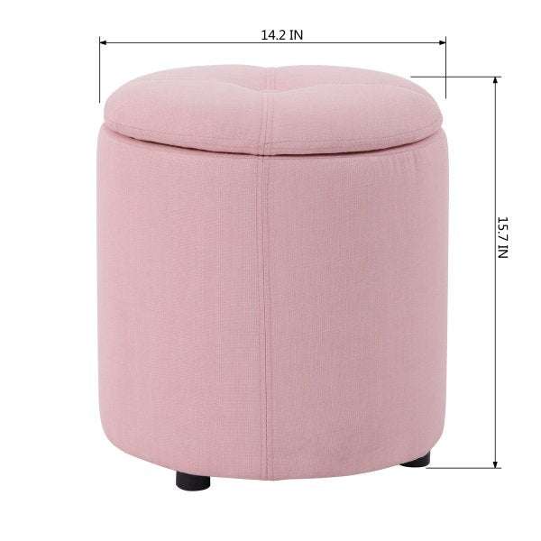 SUGIFT  14.2in Wide Round Storage Ottoman
