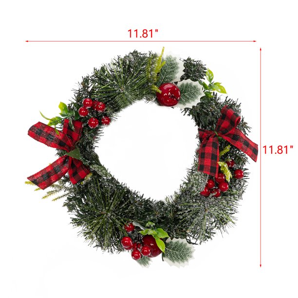 SUGIFT  A Christmas Wreath Decorated With Apples And Raspberries With Red Bows