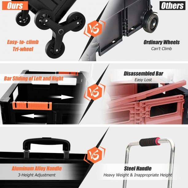 SUGIFT  Shopping Cart Foldable Utility Cart for Travel and Shopping