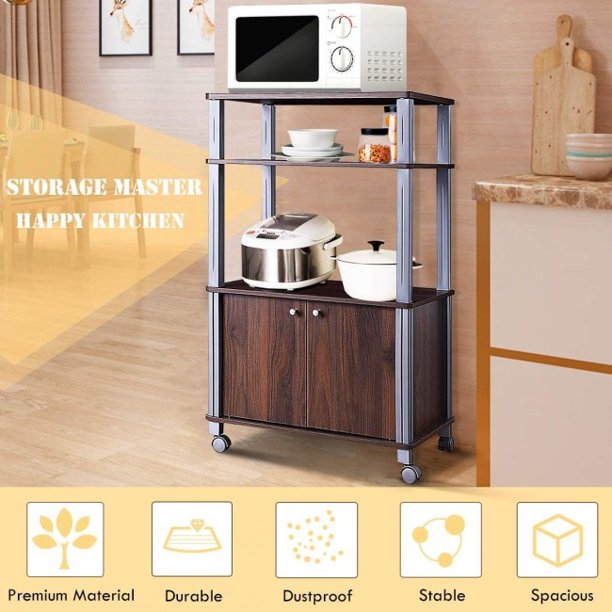 SUGIFT  Storage Cart Microwave Rack Stand Rolling Storage Cart