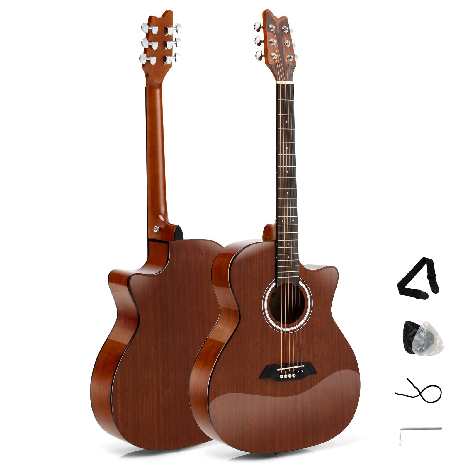 SUGIFT 41 Inch Full Size Acoustic Guitar with Sapele Body Strap Picks