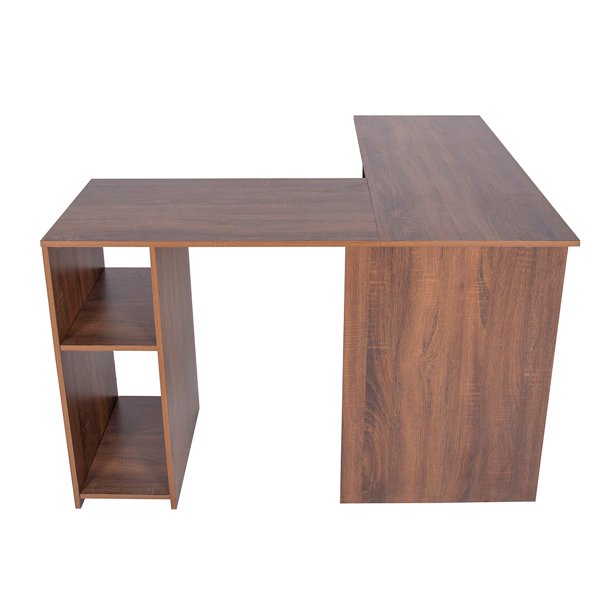 SUGIFT  Corner Computer Desk L Shape Desk Home Office Corner Desk L Computer Desk Workstation with 2 Storage Shelves and Hutches