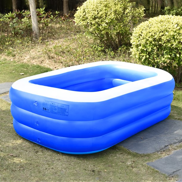 SUGIFT  Inflatable Swimming Pool Three-layer Printing, Family Above Ground PVC Outdoor Toy Pool for Kids, Babies, Adults, 82.6inW*55inD*25.5inH