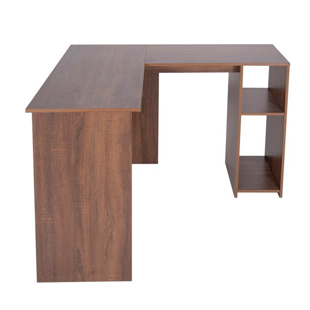 SUGIFT  Corner Computer Desk L Shape Desk Home Office Corner Desk L Computer Desk Workstation with 2 Storage Shelves and Hutches