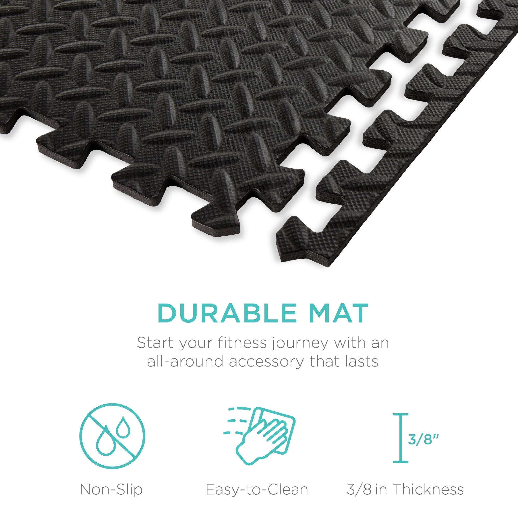 SUGIFT  96 Sq. ft. Puzzle Exercise Mat, 24-Piece 2X2Ft EVA Foam Interlocking Tiles, 3/8In Thick - Black