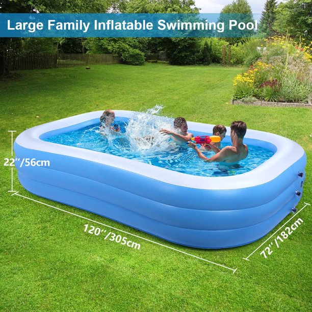 SUGIFT  Inflatable Swimming Pools,  Lounge Inflatable Pool 120inx72inx22in for Backyard Garden Outdoor Party for Kids Toddlers Adult Ages3+