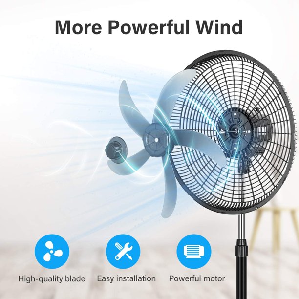 SUGIFT  Oscillating Fan Stand Fan Pedestal Fan, Adjustable 3 Levels Speed 90¡ãHorizontal Oscillating 18in Black