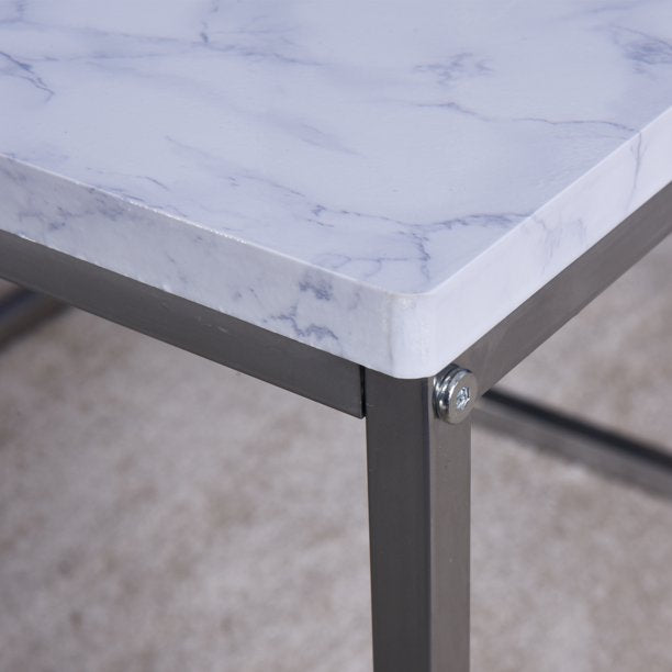 SUGIFT  Coffee Table with MDF Top, Nesting Table End Desk with Metal Legs White 17.71 x 20.87 x 15.35 inch