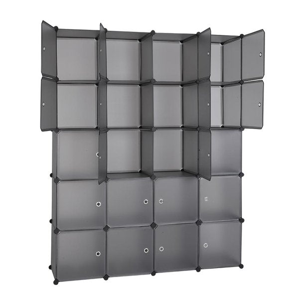 SUGIFT  20-Cube Organizer Stackable Plastic Storage Wardrobe Portable Closet, Gray