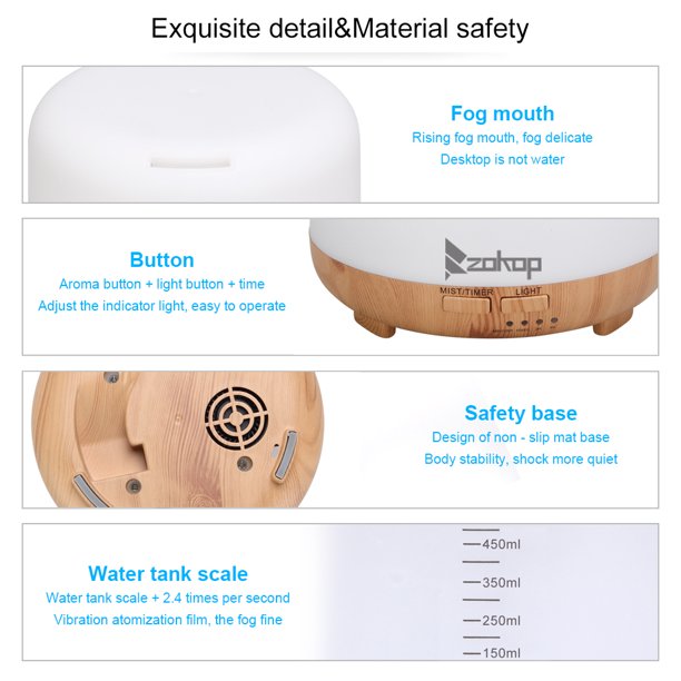 Aromatherapy Oil Diffuser with White Remote Control Color Cycling, Portable Ultrasonic Diffuser, Cold Mist Humidifier