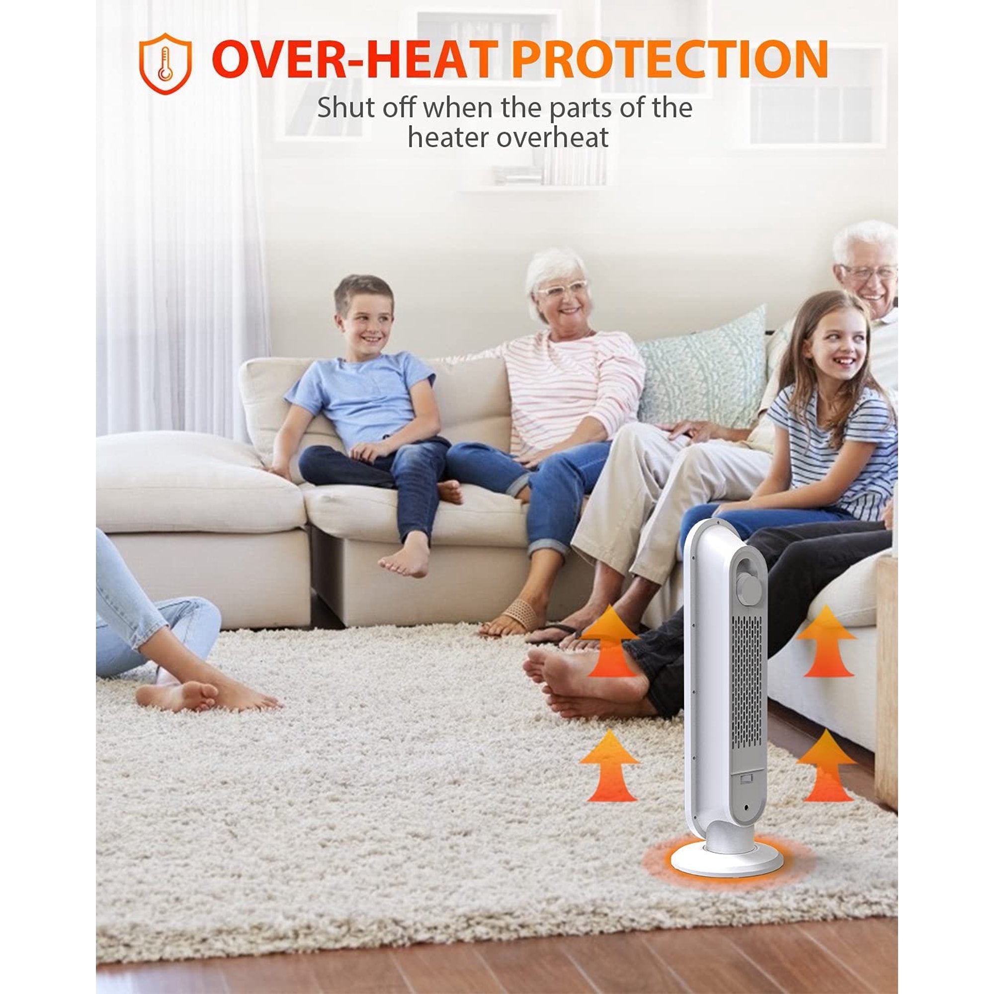 SUGIFT Ceramic Heating Heater Home Dormitory Swing Head Heater Tower Type Residence Bath Electric Heater Office Electric Heating