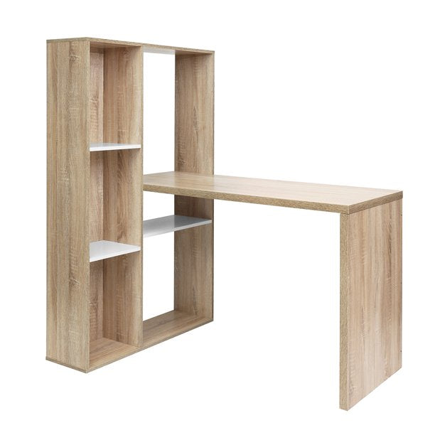 SUGIFT  2 in 1 computer desk/ L-shape Desktop With Shelves Office Table Office Surface Office Furniture