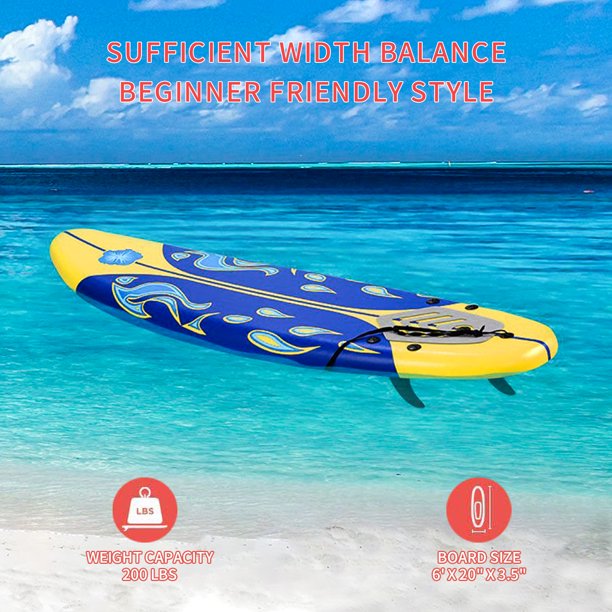 SUGIFT 6 ft Surfboard with Removable Fins Beginner Board for Adults and Kids