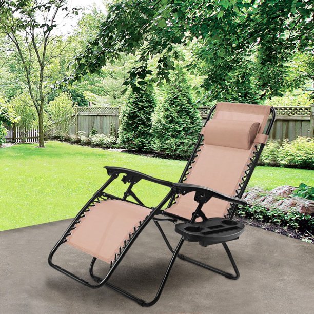 SUGIFT  Folding Lounge Chair Outdoor Folding Zero Gravity Reclining Lounge Chair