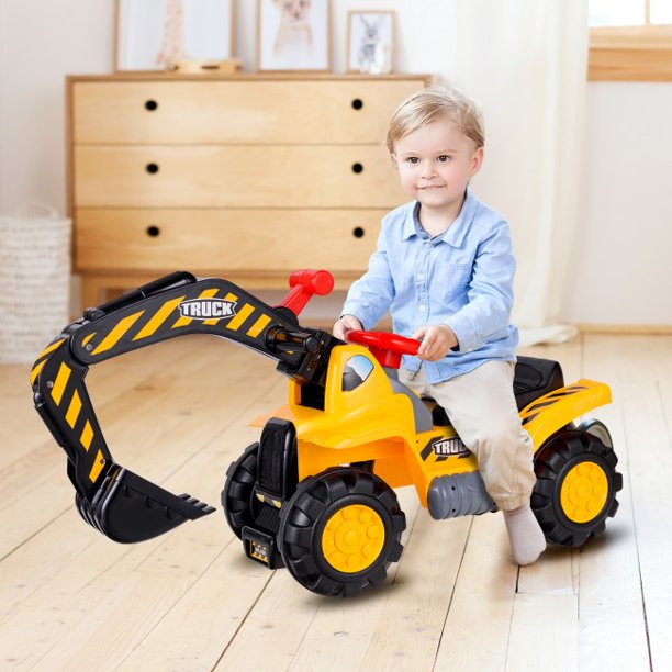 SUGIFT  Kids Ride On Construction Excavator with Safety Helmet