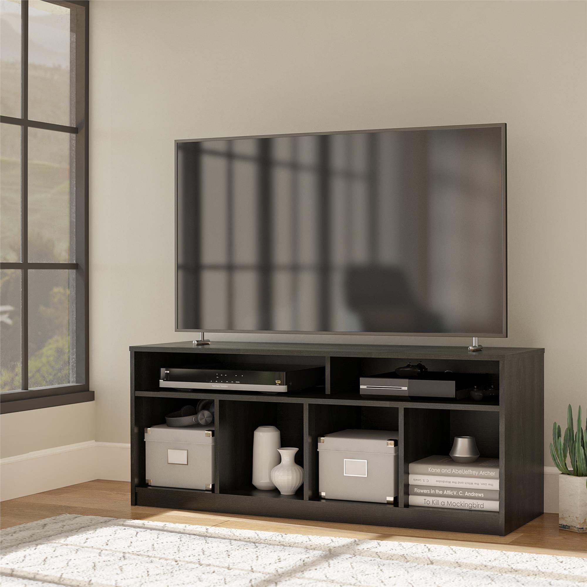 SUGIFT  4 Cube TV Console for TVs Up to 59", True Black Oak