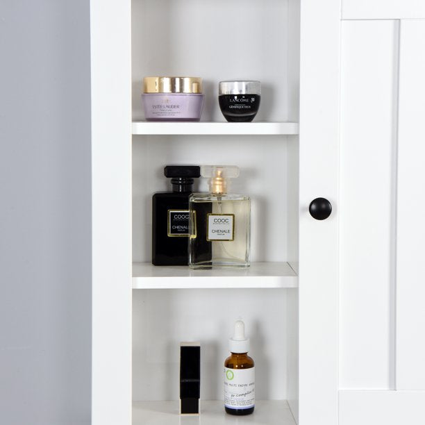 SUGIFT  Wooden Wall Cabinet with a Door For Living Room Bedroom Kitchen White 20.86x5.71x20 inch