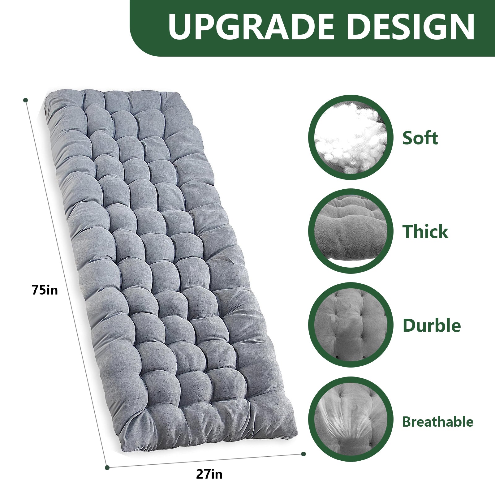 Adjustable 4-Position Folding Lounge Chair, Camping Cot Bed with Pillow and Thicked Mattress