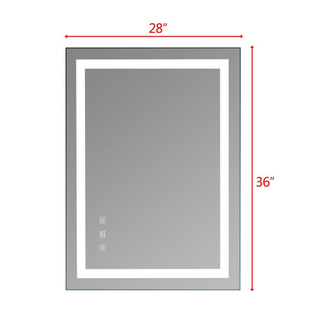 SUGIFT  Square Touch LED Bathroom Mirror, Tricolor Dimming Lights