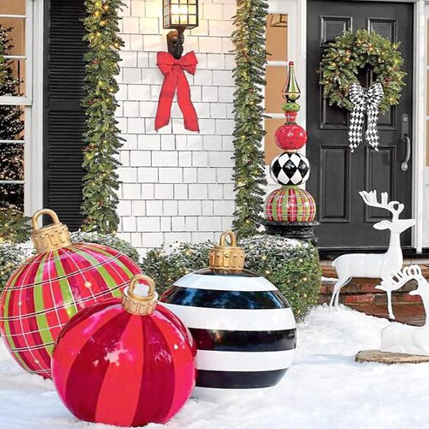 SUGIFT  2Pcs Christmas Inflatable Decorated Ball,Giant Christmas Inflatable Outdoor Decorations Holiday inflatables Balls Decoration (Merry+Christmas)