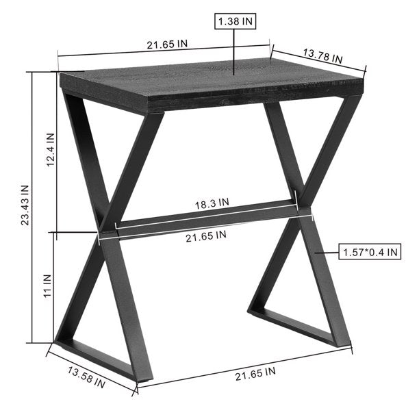 SUGIFT  Side Table Coffee Table End Desk 22 inch Black
