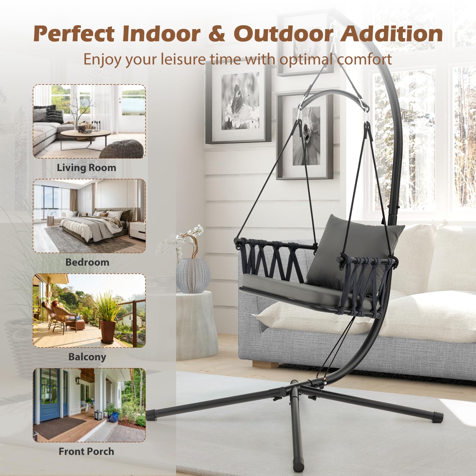 SUGIFT Hanging Swing Chair with Stand