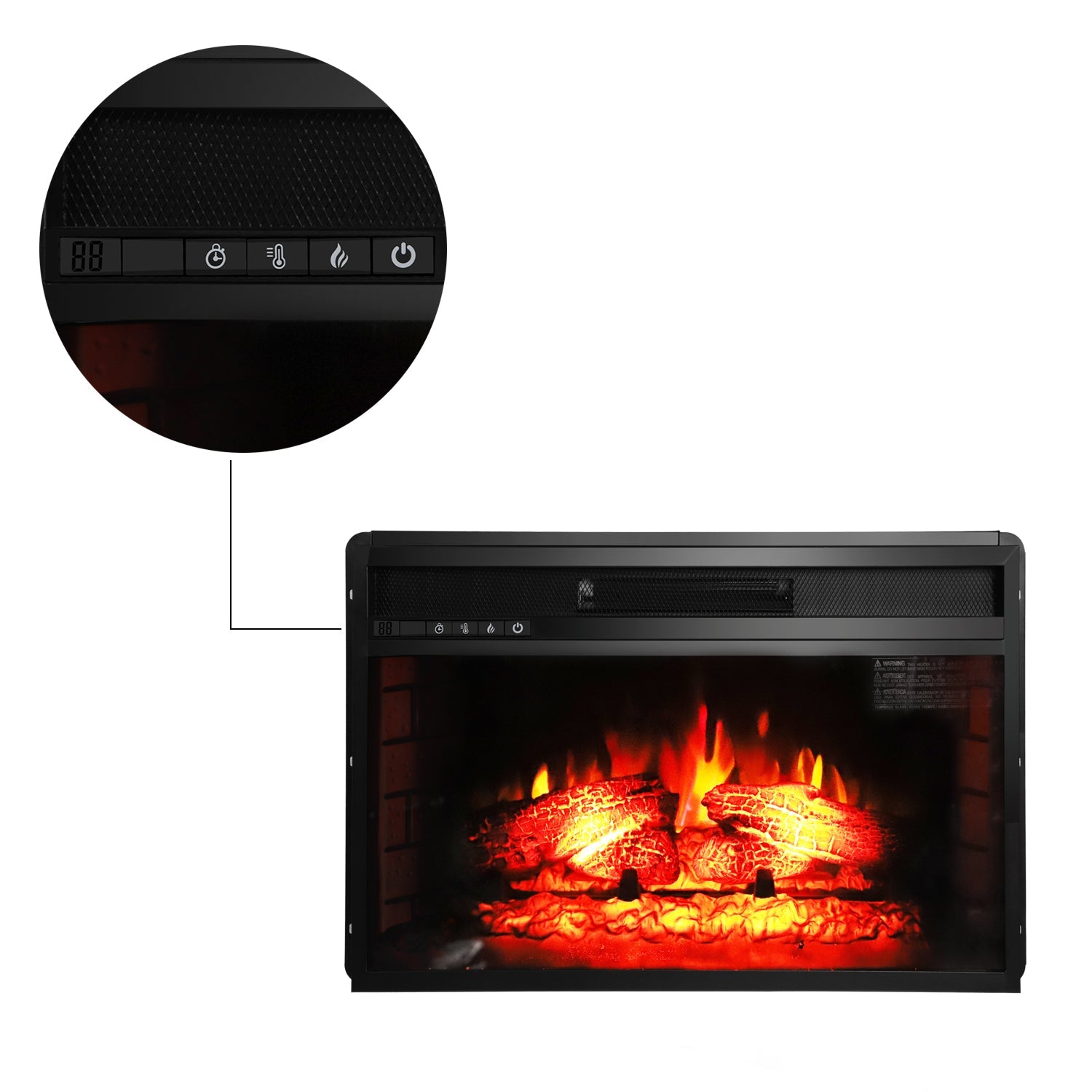 SF122-26AI 26 inch 1500w Embedded Fireplace Inclined Wall Tile / Fake Wood / Single Color / Quartz Tube / with Large Remote Control / Black