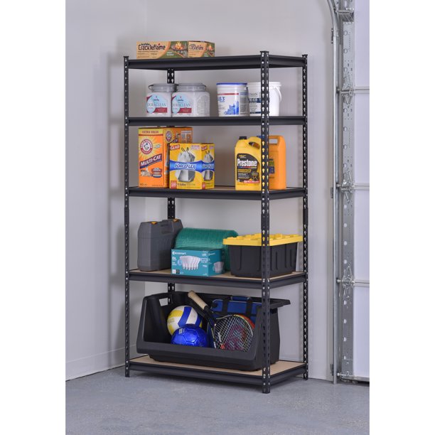 SUGIFT 5-Particle Board Shelves 4000 lb Total Capacity, Black