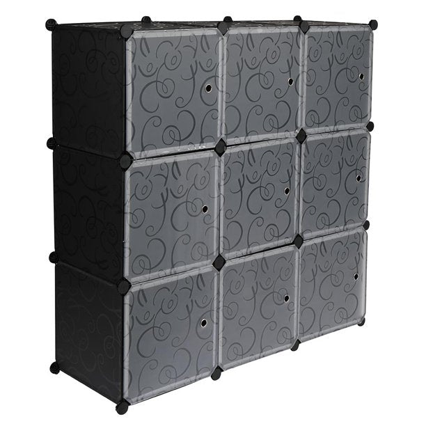 SUGIFT  9-Cube Storage Organizer Bookshelf Closet Organizer, White and Black