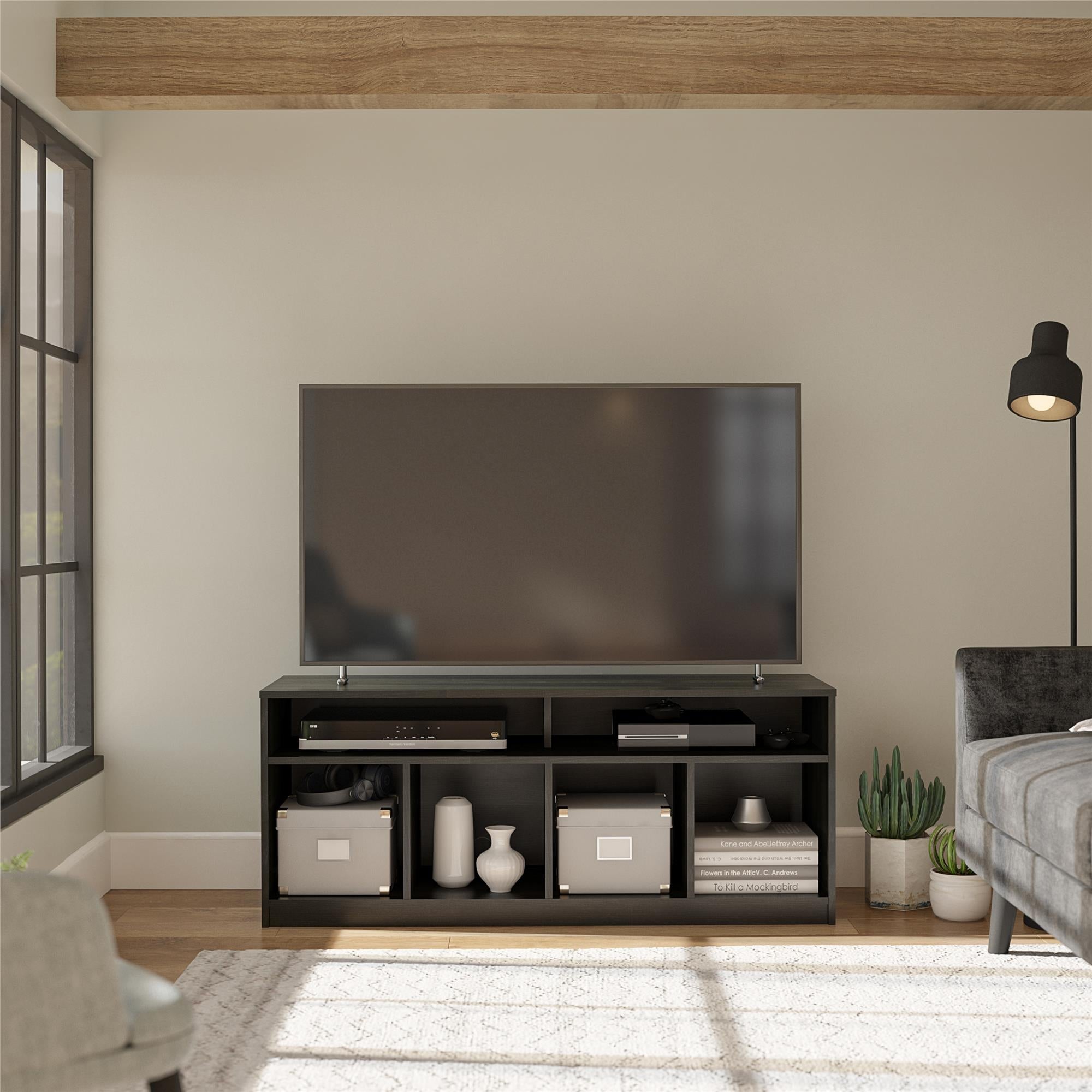 SUGIFT  4 Cube TV Console for TVs Up to 59", True Black Oak