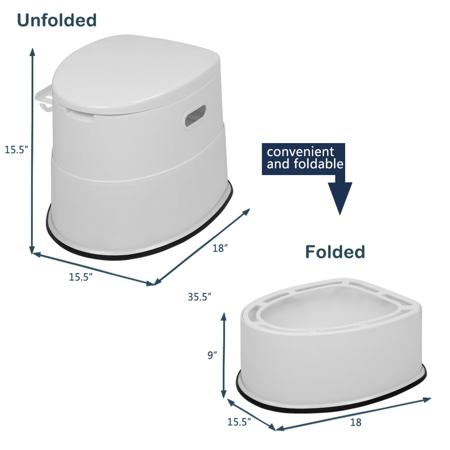 SUGIFT  Portable Toilet with Non-slip Mat White