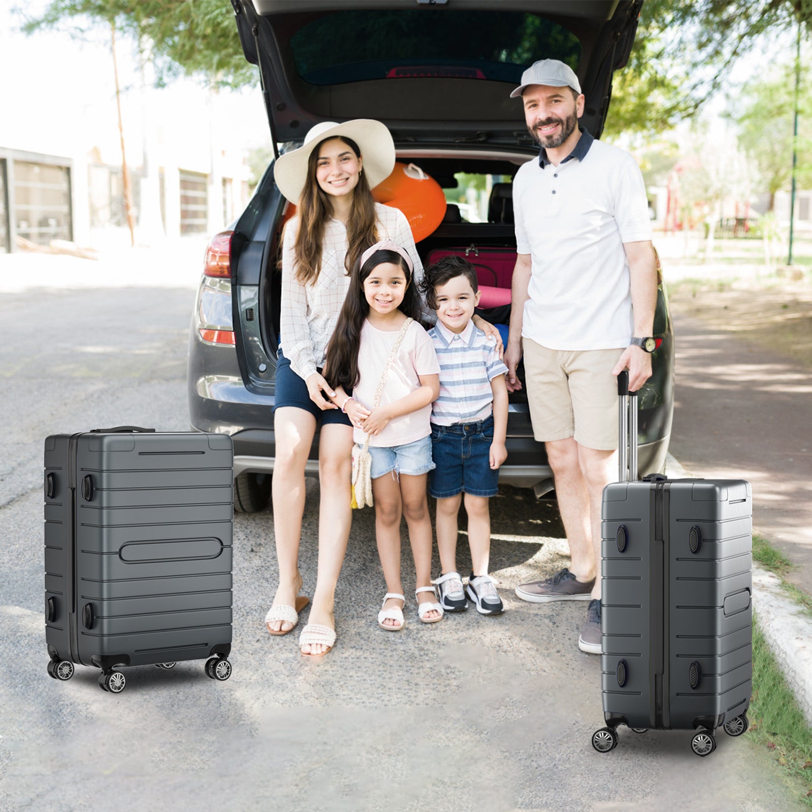 3 Piece Luggage Set, Trunk Set, Hardside Lightweight Suitcase Carry with Spinner Wheels and TSA Lock, 20in/24in/28in
