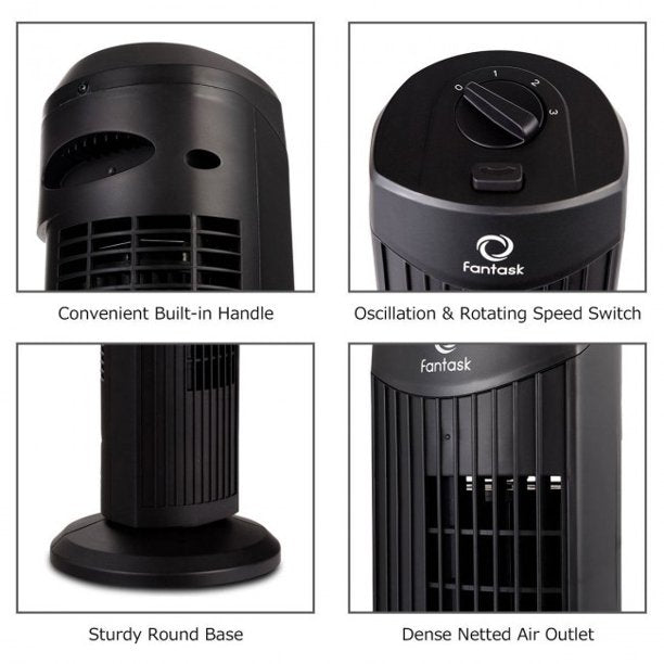 SUGIFT  Tower Fan Stand Fan Oscillating Fan Bladeless Air Cooler 35W 28 Inch Black