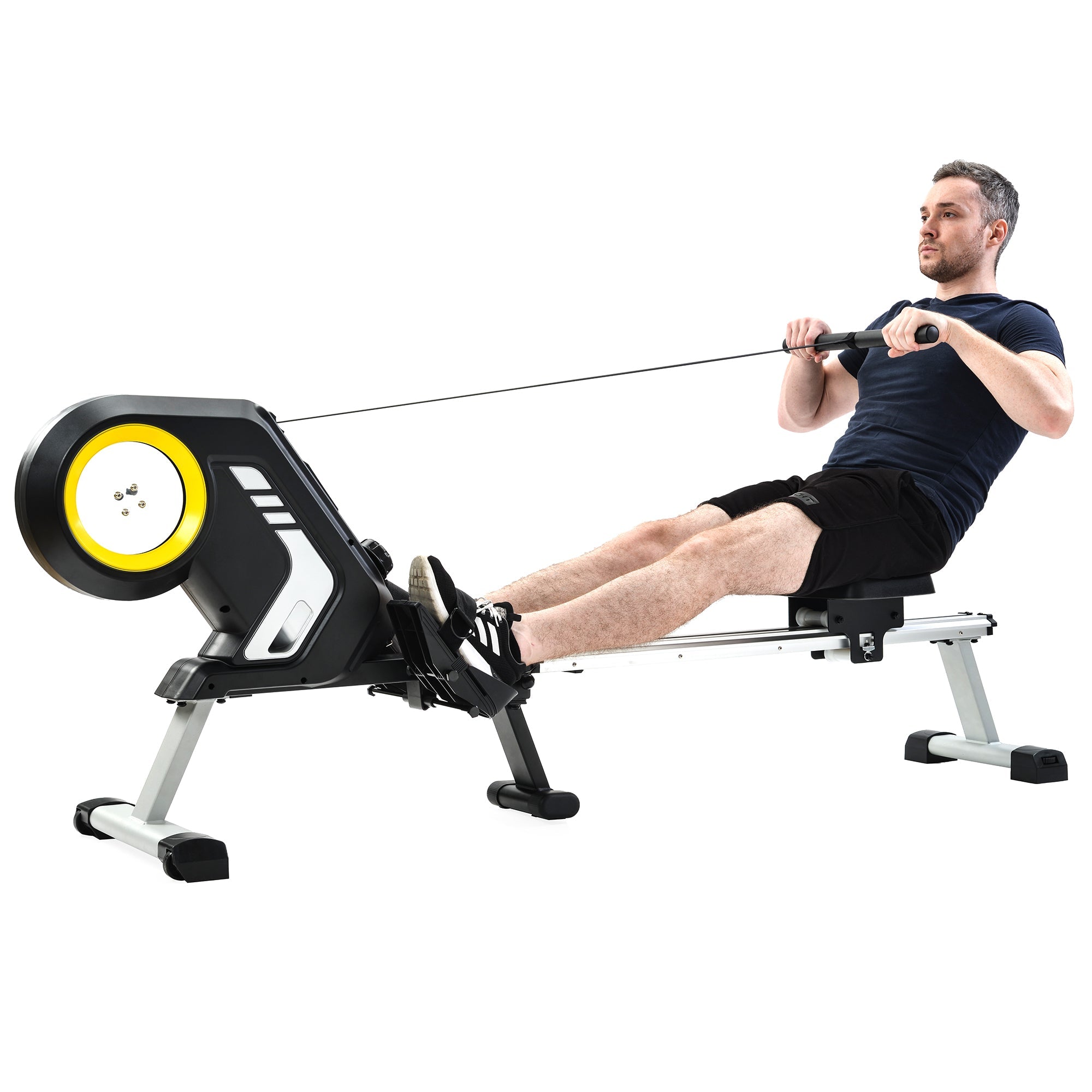 SUGIFT  Folding Magnetic Rowing Machine with Resistance Settings and Transportation Wheels for Gym or Home