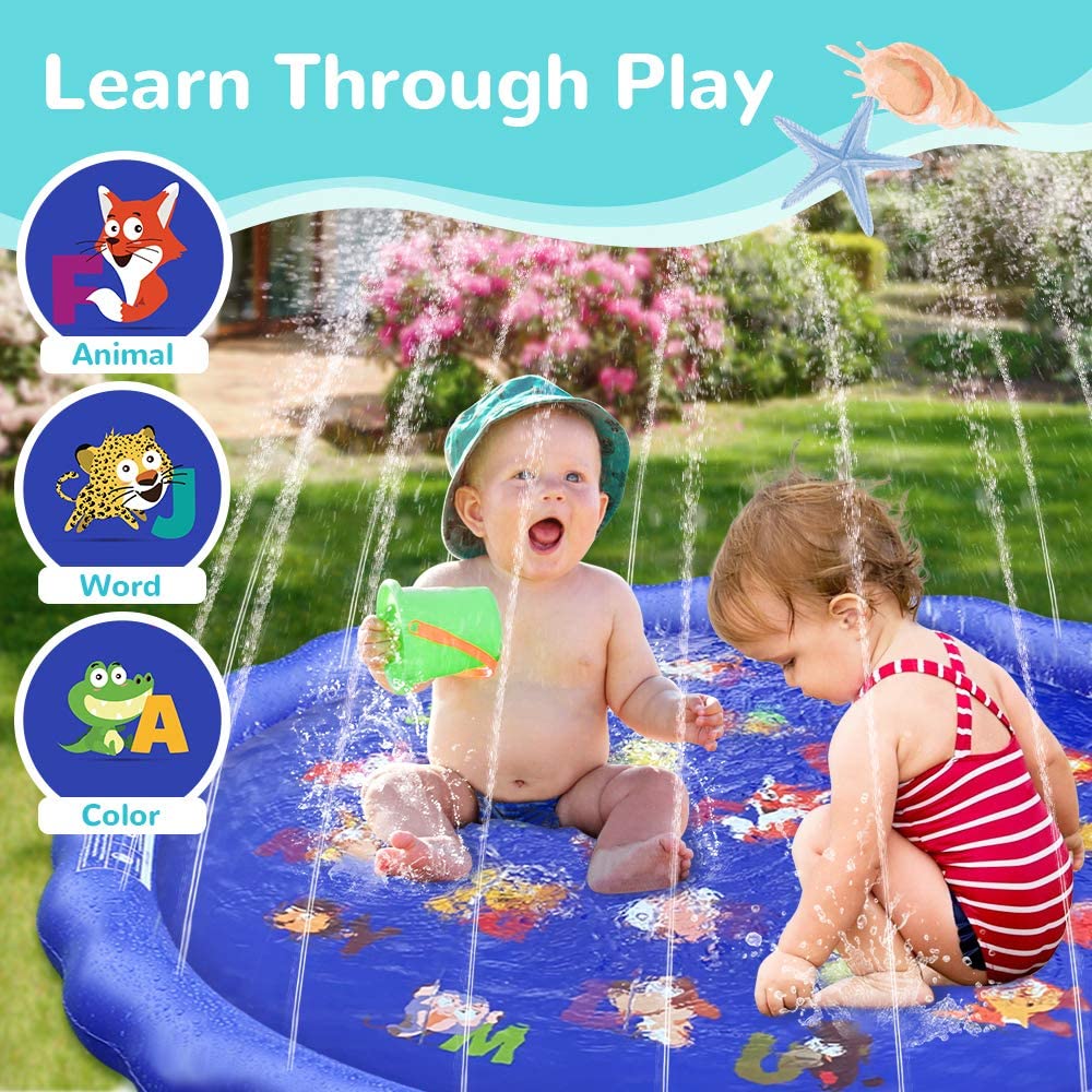 SUGIFT  Splash Pad Sprinkler for Kids Toddlers Splash Water Pad,Outdoor Swimming Pool Splash Play Mat Water Toys for Children for Fun Games Learning