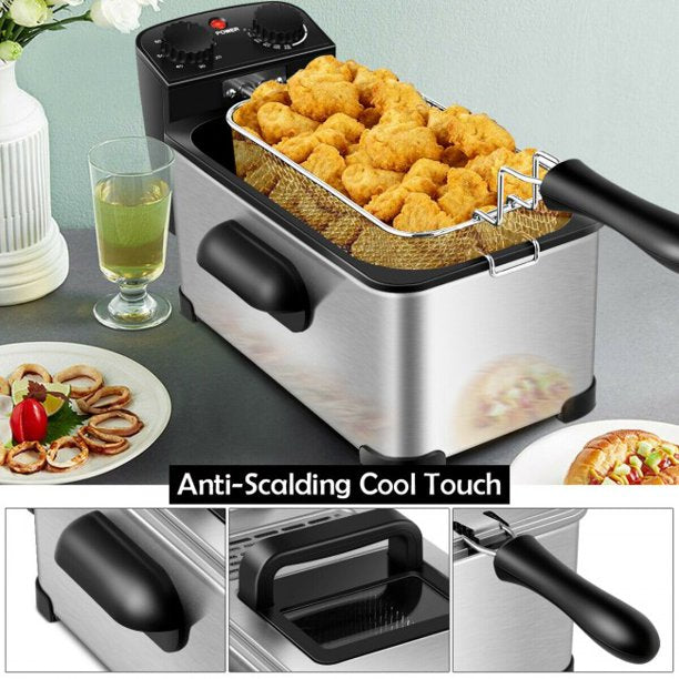 SUGIFT  Fryer 3.2 Quart Electric Stainless Steel Deep Fryer with Timer