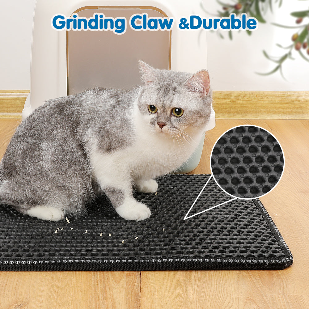 SUGIFT  Black 21 x 14-inch Cat Litter Pad, Washable Household Pet Mat