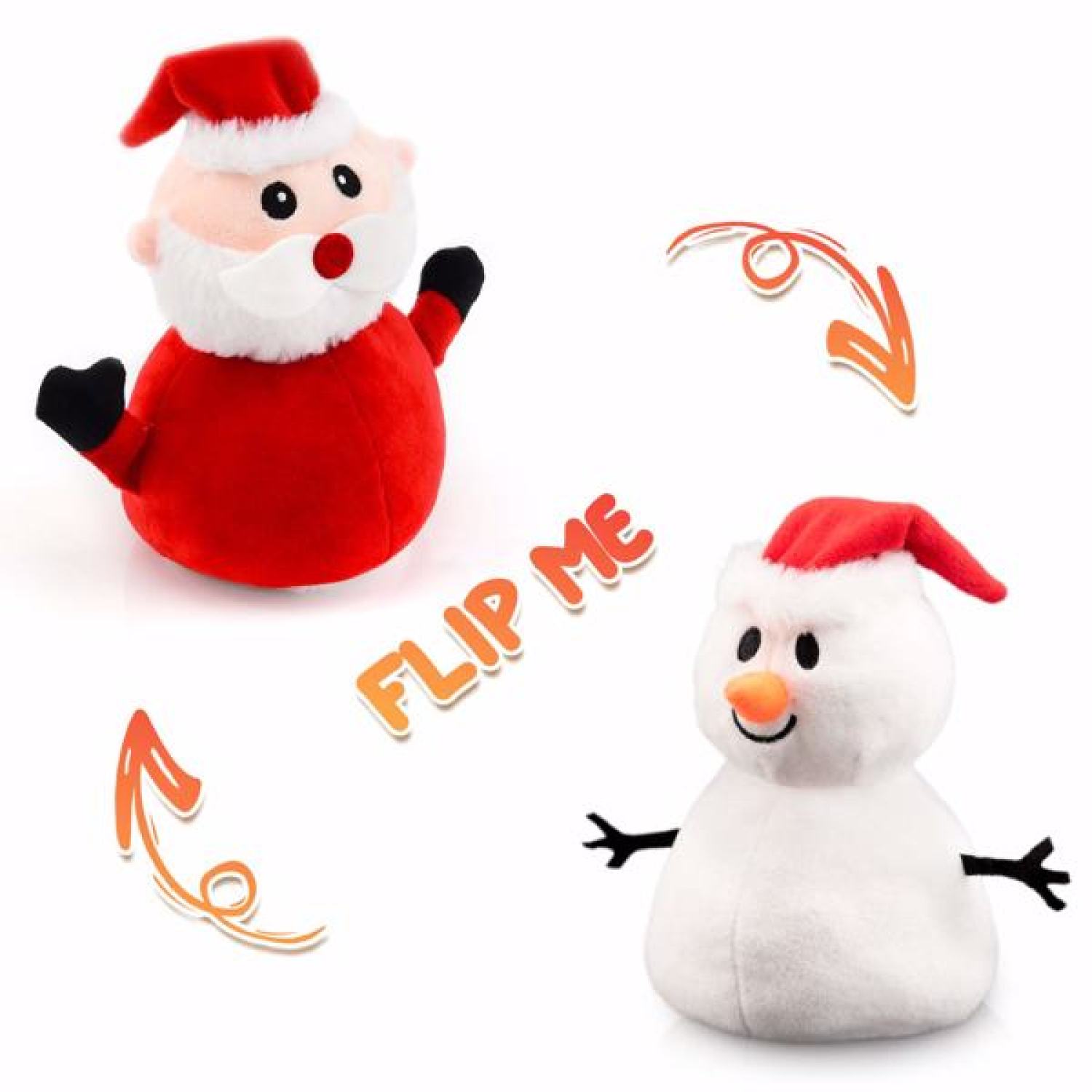 SUGIFT  Santa Plush Snowman Plush Toy Reversible Christmas Santa Claus Double Side