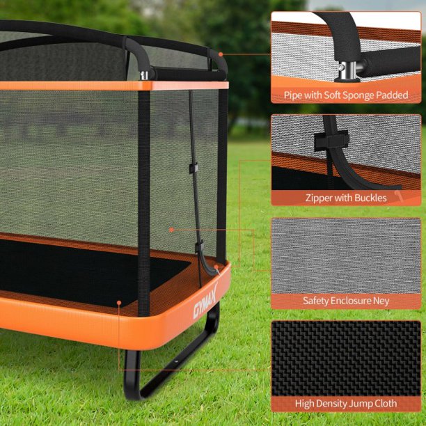 SUGIFT 6 Feet Kids Entertaining Trampoline with Swing Safety Fence