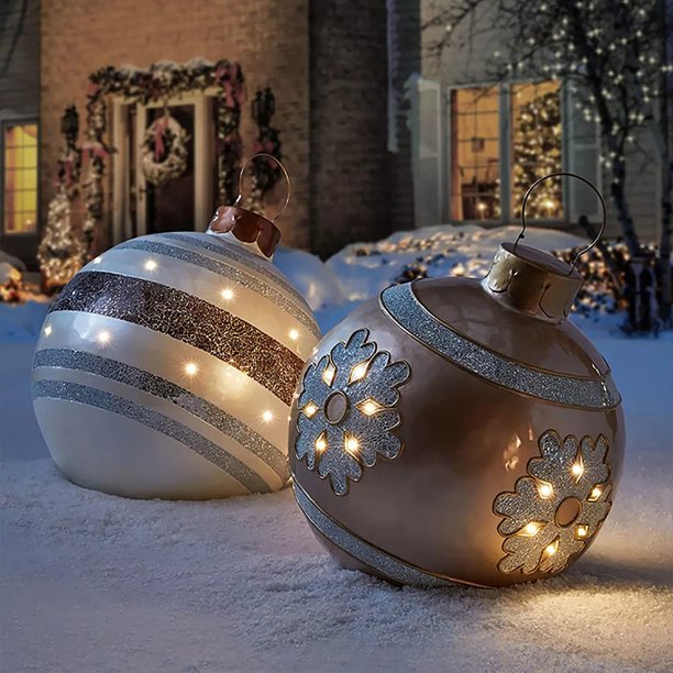 SUGIFT  2Pcs Christmas Inflatable Decorated Ball,Giant Christmas Inflatable Outdoor Decorations Holiday inflatables Balls Decoration (Merry+Christmas)