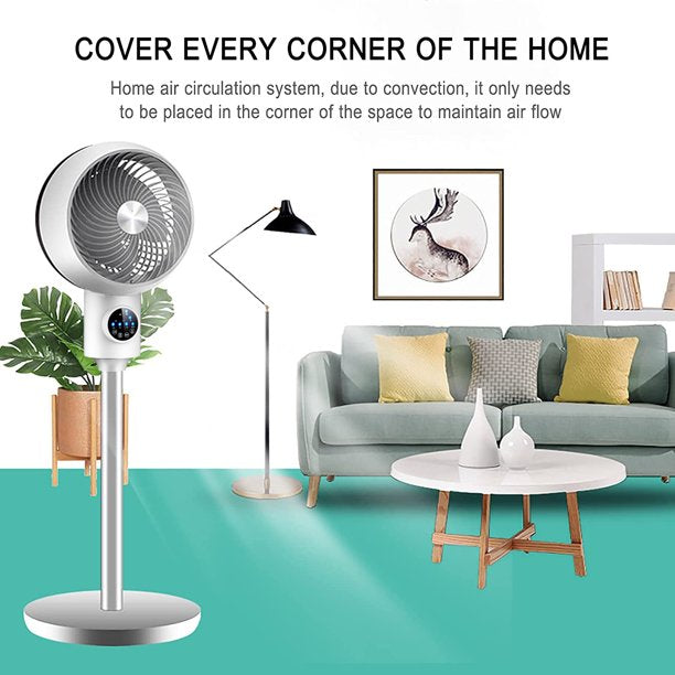 Electric Fan Upright Swing Head Floor Standing Air Circulation Fan Remote Control